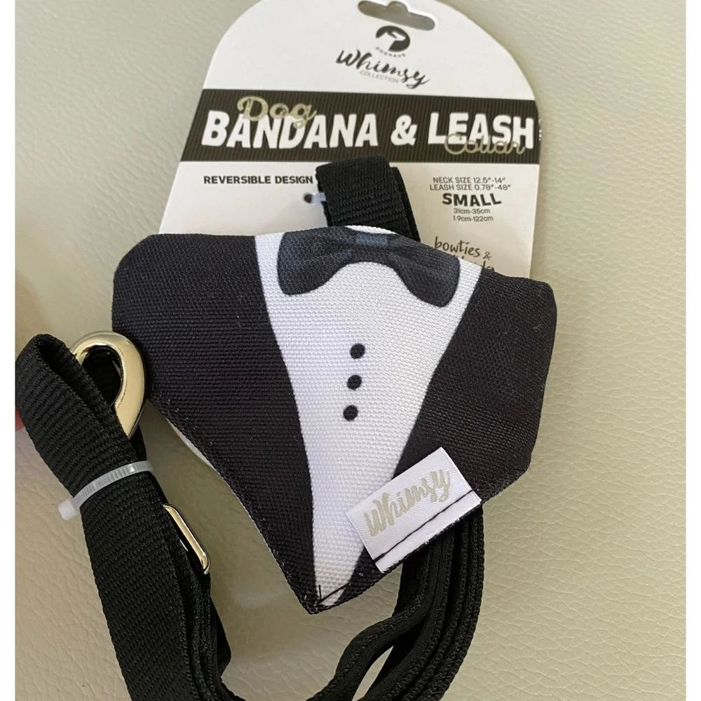 Tuxedo DOG BANDANA collar and leash combo - Picture 5 of 5